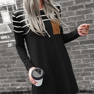 Stripped color block t-shirt dress.